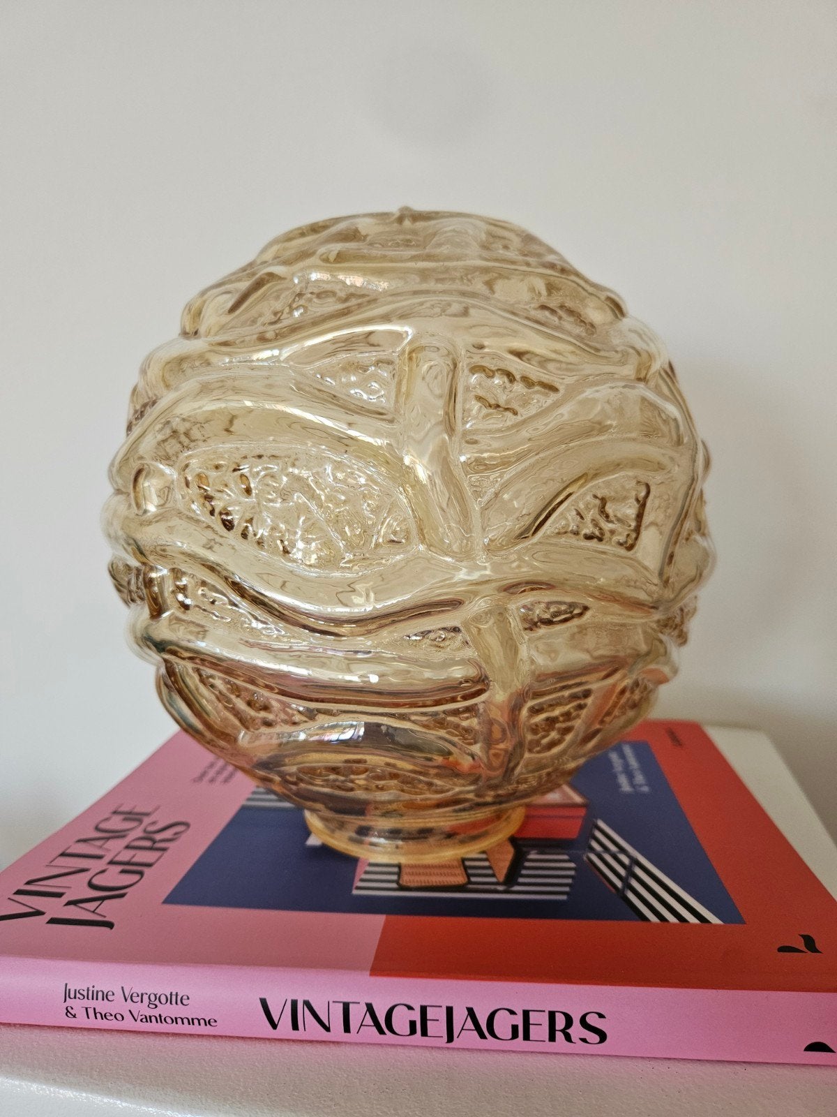 Vintage amberkleurige glazen lamp – Doria Leuchten stijl, Ophalen of Verzenden, Lamp, Geel