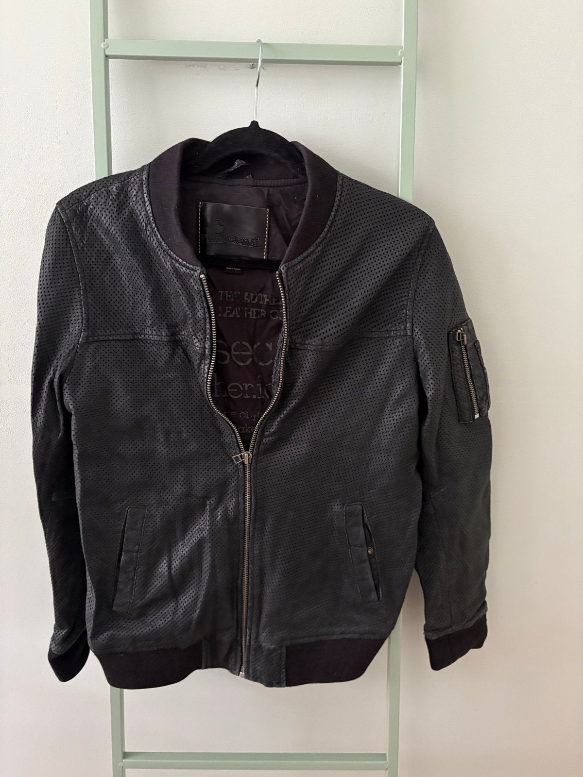 Goosecraft zwart leren bomberjack, maat S, Verzenden, Zo goed als nieuw, Zwart