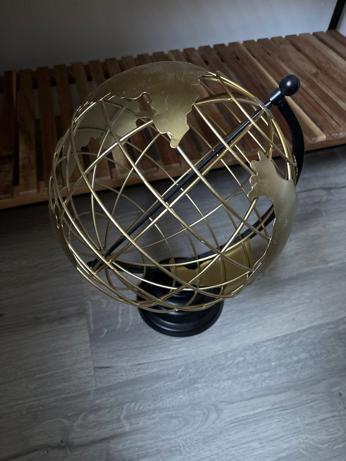 Decoratieve Wereldbol Goudkleurig Metaal, Huis en Inrichting, Woonaccessoires | Wereldbollen, Ophalen of Verzenden, Zo goed als nieuw