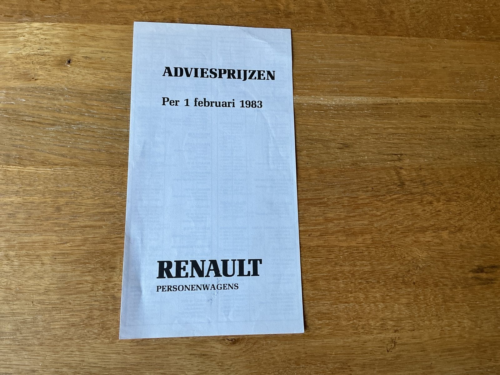 Renault Personenwagens Adviesprijzen Folder 1983, Boeken, Ophalen of Verzenden, Gelezen