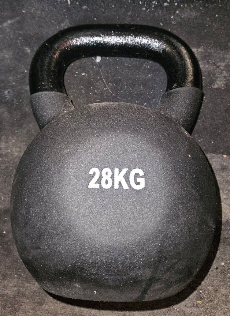 28kg Grijze Gietijzeren Kettlebell, Sport en Fitness, Fitnessmaterialen, Ophalen, Zo goed als nieuw, Benen, Kettlebell