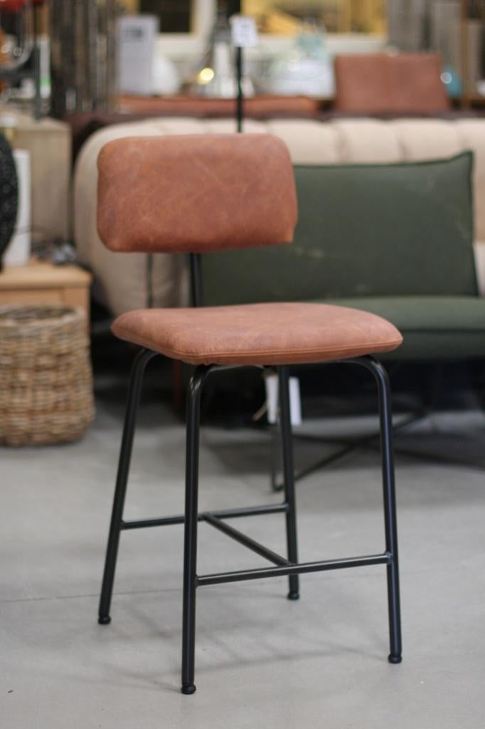 Luxe barstoel barkruk Zipp Jess Design metaal & leer bruin, Ophalen, 5 krukken of meer, Met voetsteun, 60 tot 90 cm