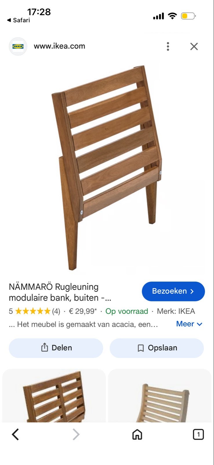 2x IKEA NÄMMARÖ rugleuning voor modulaire bank, lichtbruin, Ophalen of Verzenden, Nieuw