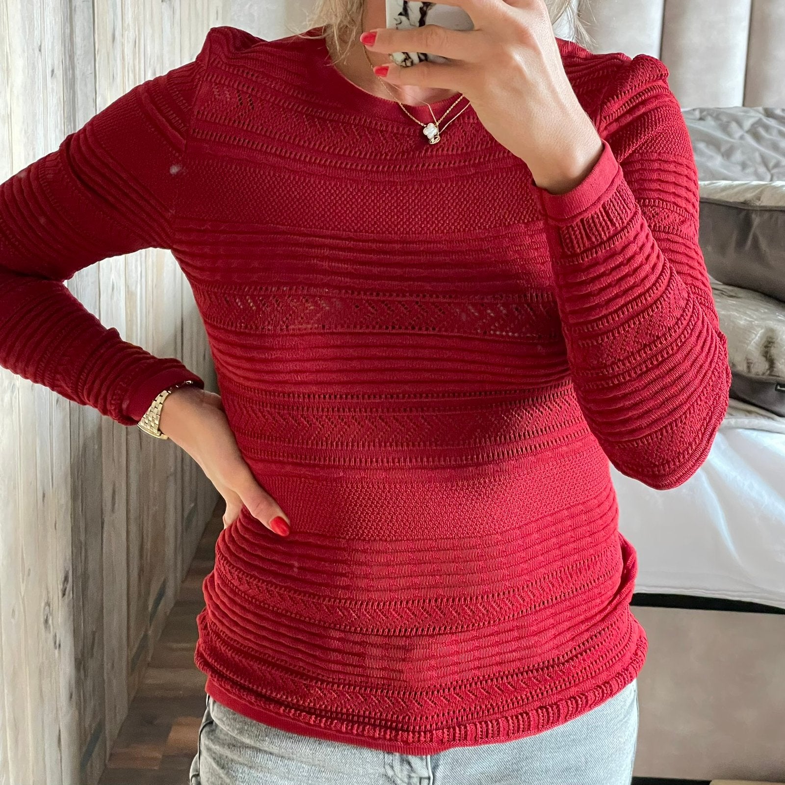 Nikkie bordeaux rood shirt met lange mouwen in maat 36, Ophalen of Verzenden, Zo goed als nieuw, Maat 36 (S), Rood