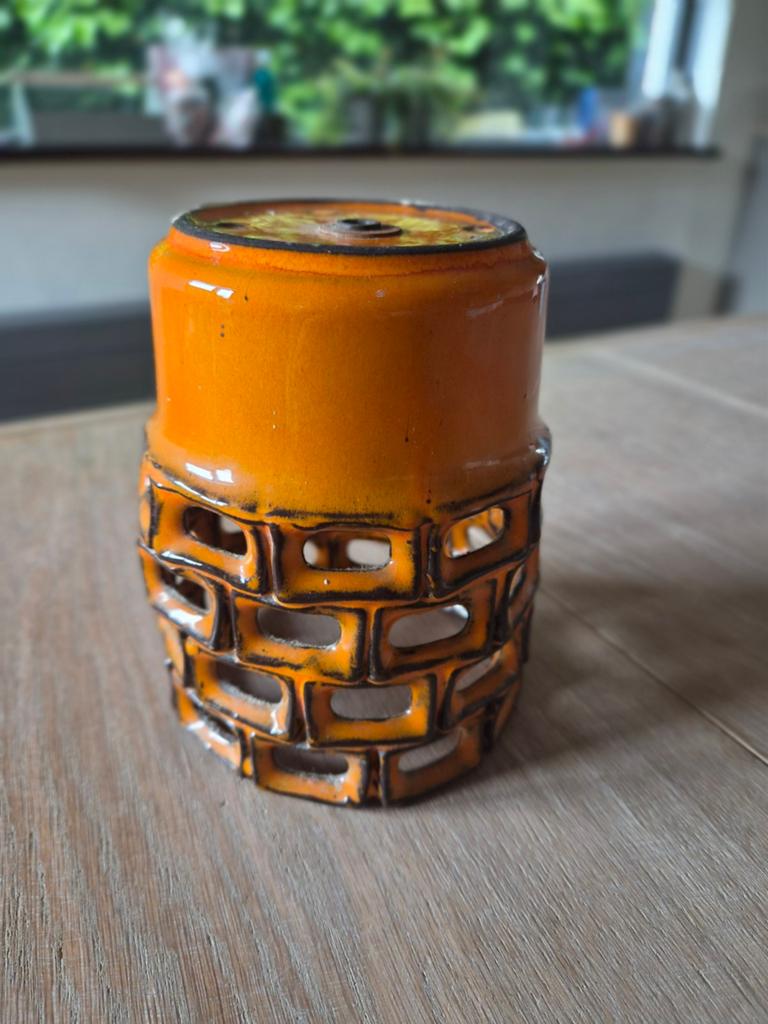 Vintage Pottenbakkers Keramiek Plafondlamp Oranje, Antiek en Kunst, Ophalen of Verzenden