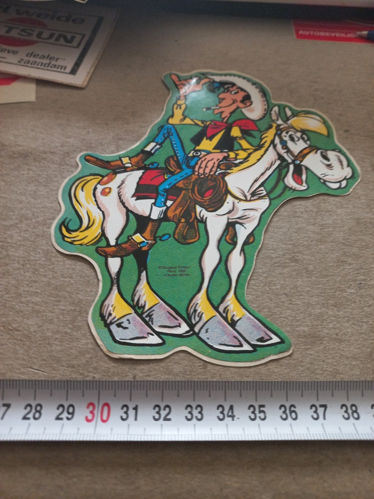 Vintage Lucky Luke sticker/uitgesneden afbeelding, Ophalen of Verzenden, Gebruikt
