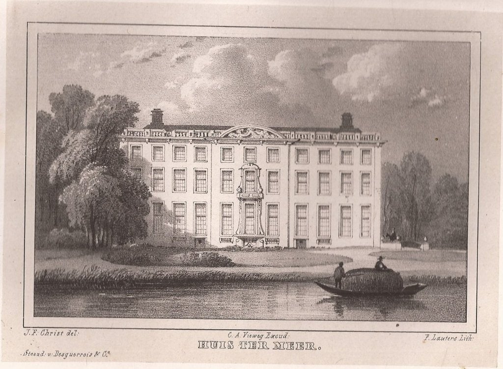 Het Huis ter Meer in Maarssen Utrecht 1846 litho, Antiek en Kunst, 1800 - 1899, Architectuur, Ophalen of Verzenden, Blanco verso