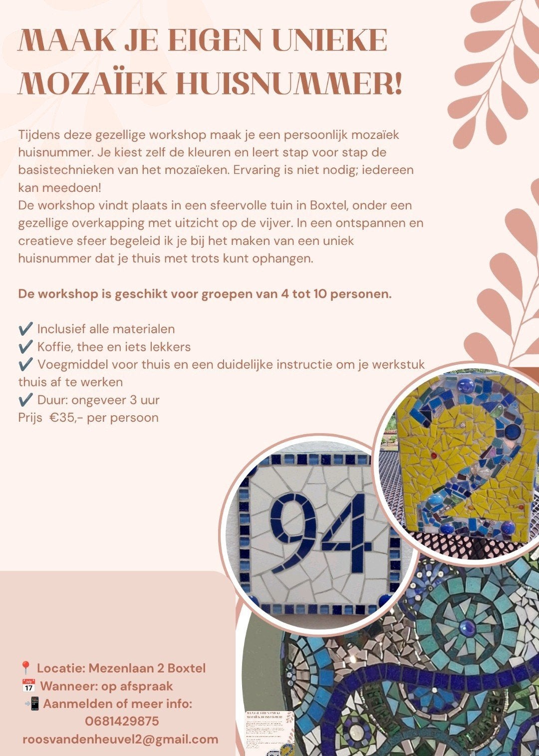 Workshop: mozaïek huisnummer, Ophalen