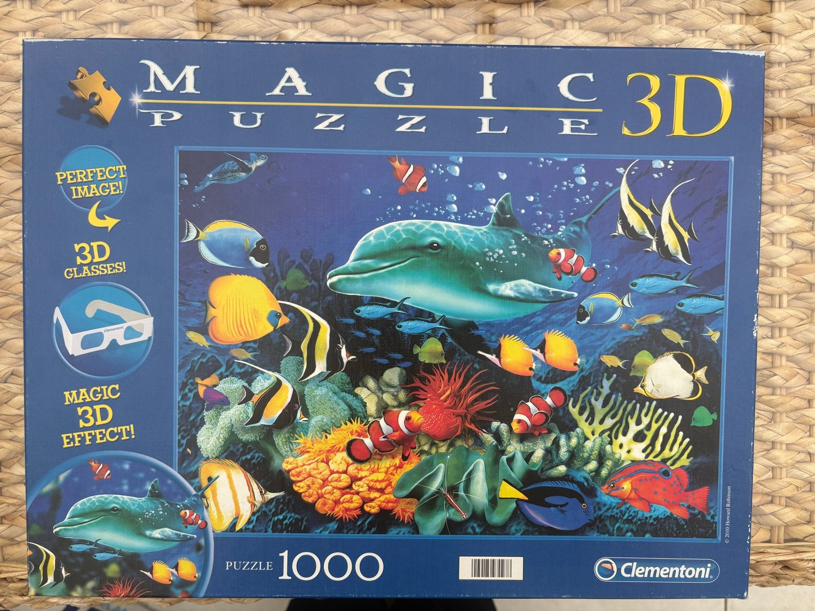 Clementoni Magic 3D Puzzel Dolfijn & Vissen 1000 stukjes, Ophalen of Verzenden, 500 t/m 1500 stukjes, Zo goed als nieuw, Legpuzzel