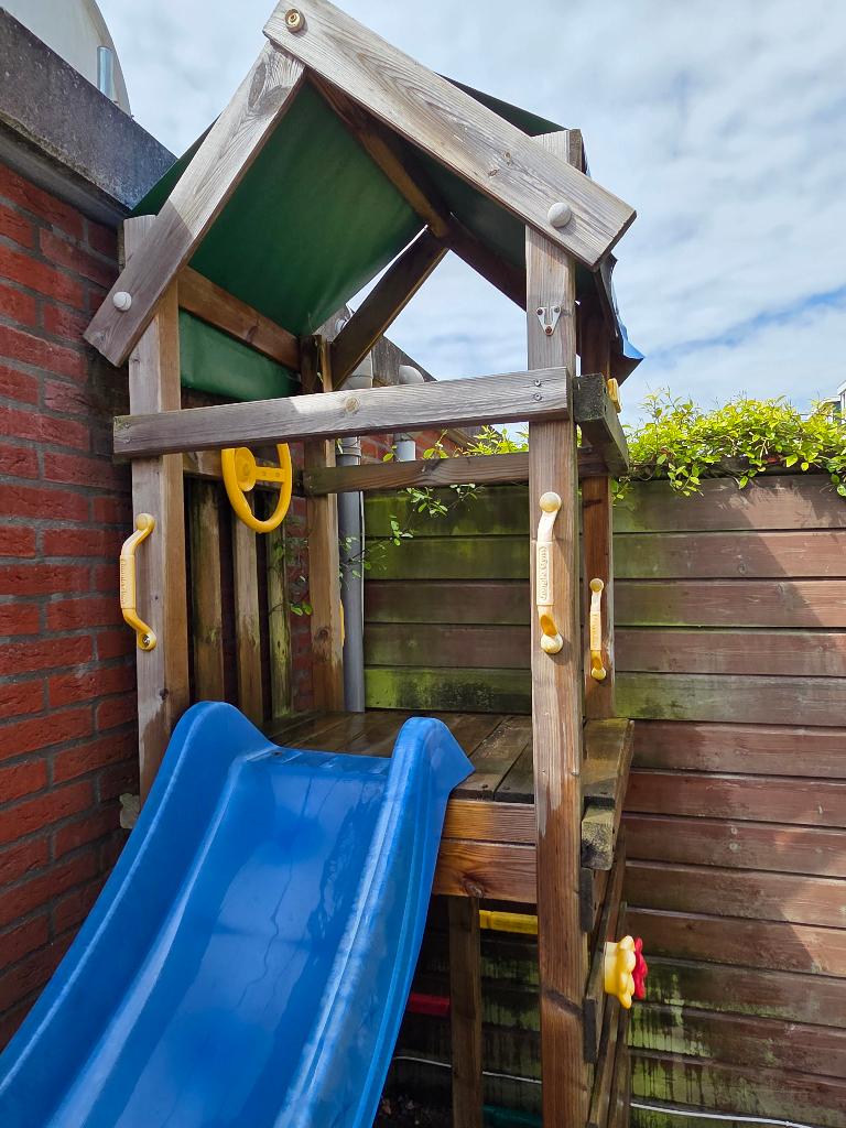 Speeltoestel Jungle Gym Patio met glijbaan blauw, Kinderen en Baby's, Speelgoed | Buiten | Speeltoestellen, Ophalen, Zandbak