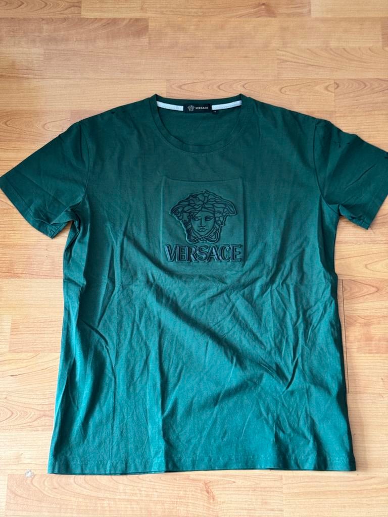 Versace T-shirt met Medusa-logo - Donkergroen, Ophalen of Verzenden, Zo goed als nieuw, Maat 48/50 (M), Groen
