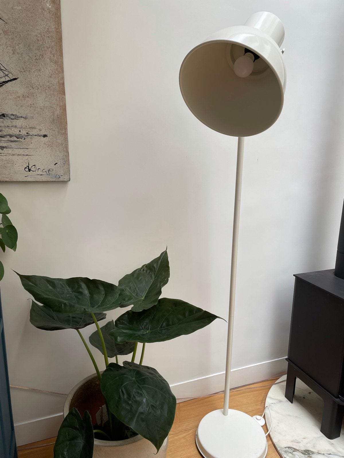 IKEA hektar Vloerlamp - Wit, verstelbaar, Ophalen, 100 tot 150 cm, E27 (groot), Zo goed als nieuw