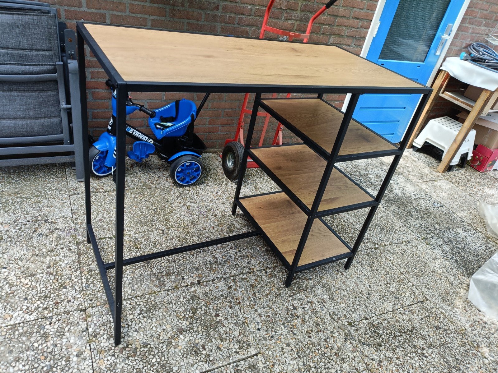 Hoge tafel met 3 trappen, Ophalen of Verzenden, Zo goed als nieuw