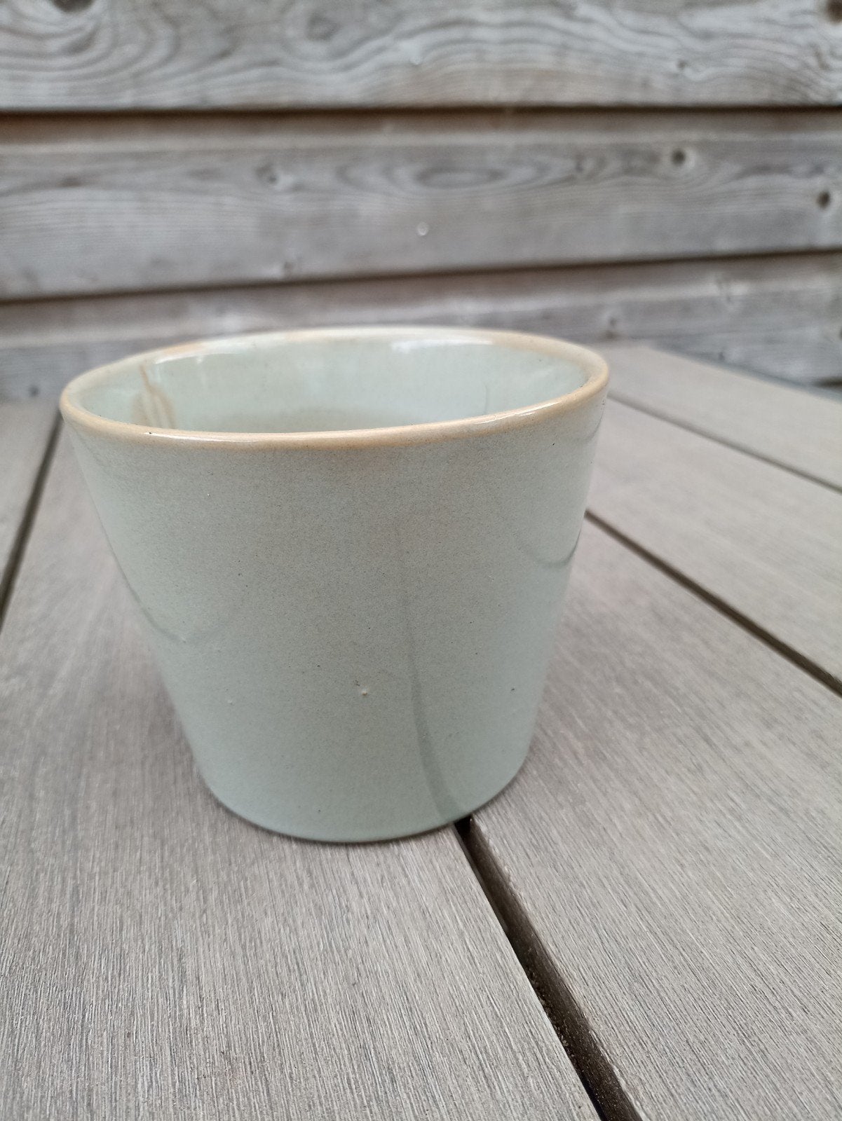 Groene bloempot, Tuin en Terras, Bloempotten, Rond, Ophalen of Verzenden, Aardewerk, Minder dan 40 cm