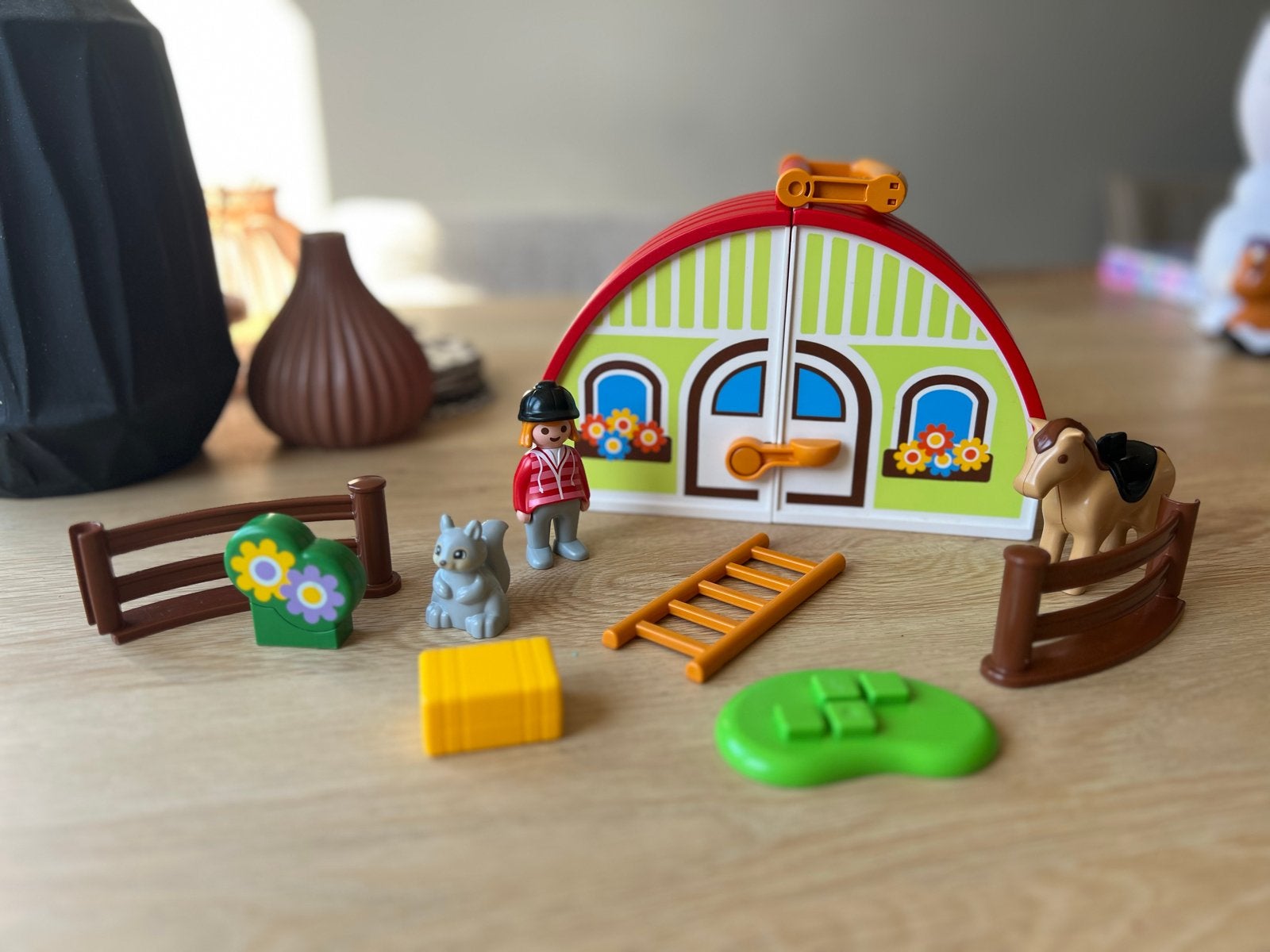 Playmobil 1.2.3 Mijn meeneem manege - 70180, Ophalen of Verzenden, Zo goed als nieuw, Complete set