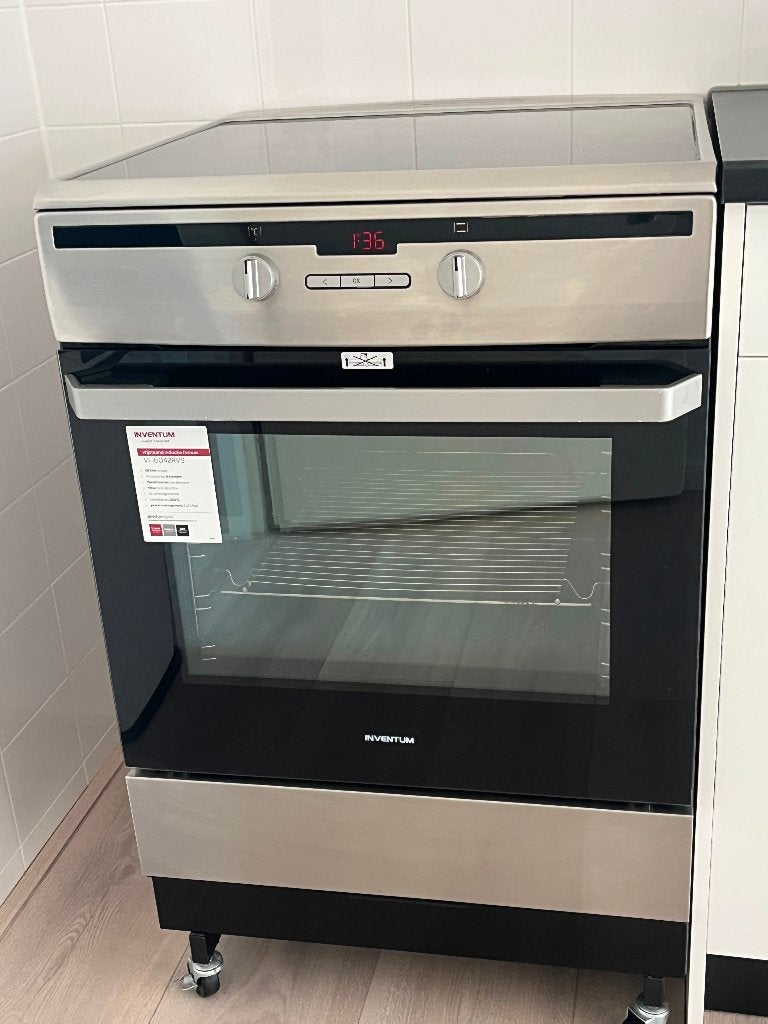 Inventum VFI6042RVS Inductiefornuis met oven, Witgoed en Apparatuur, Fornuizen, Ophalen, 4 kookzones, Zo goed als nieuw, Energieklasse A of zuiniger