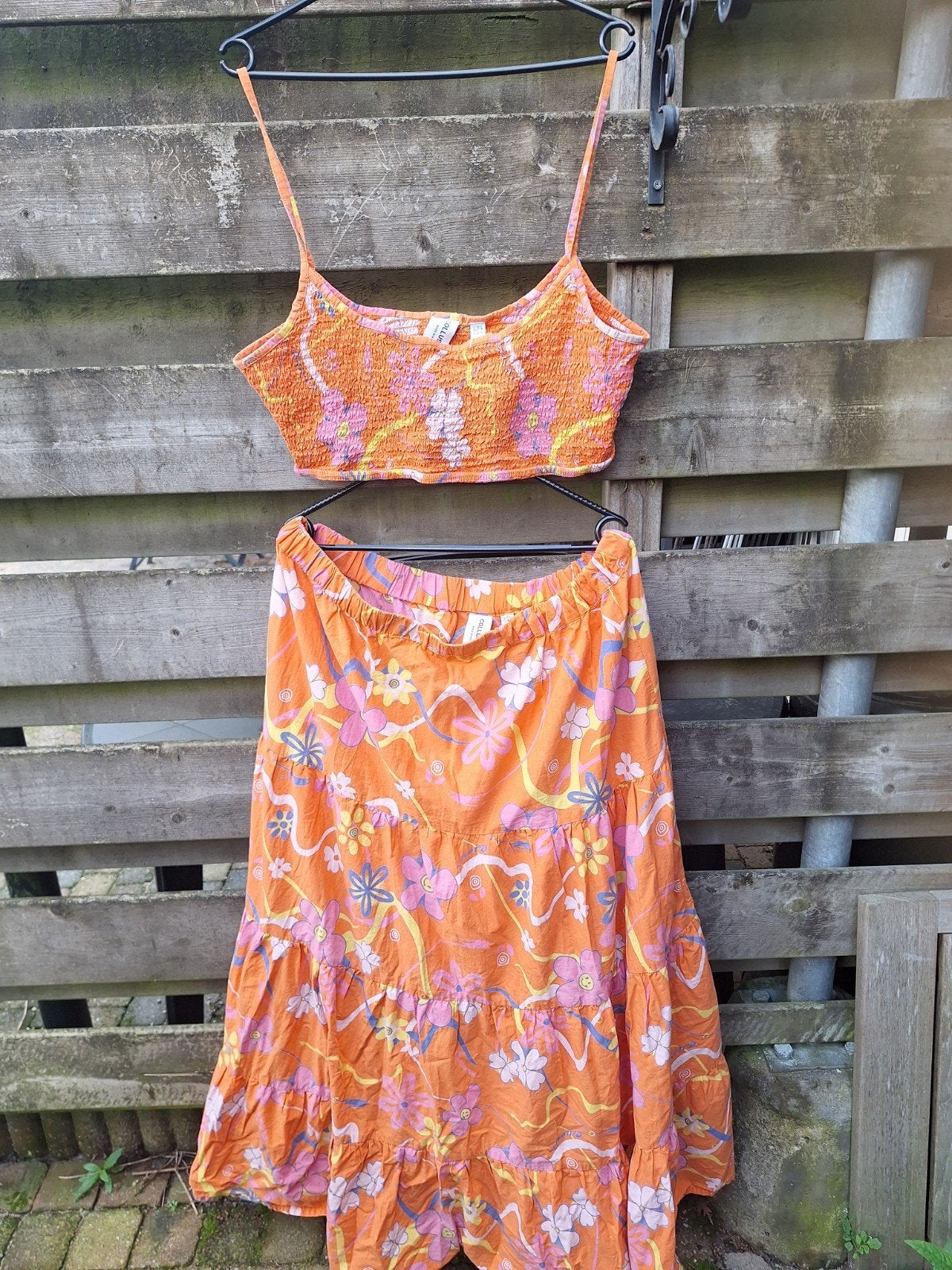 set maxi-rok + topje xl Collusion, oranje bloemenprint, Kleding | Dames, Maat 46/48 (XL) of groter, Oranje, Ophalen of Verzenden