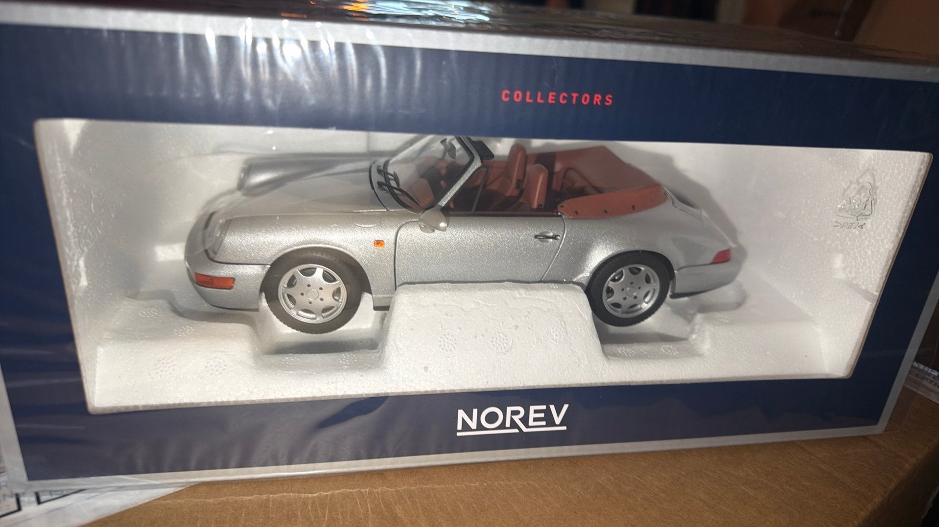 Norev Porsche 911 (964) Carrera 2 Cabriolet 1990 Zilver, Norev, Ophalen of Verzenden, Zo goed als nieuw, E