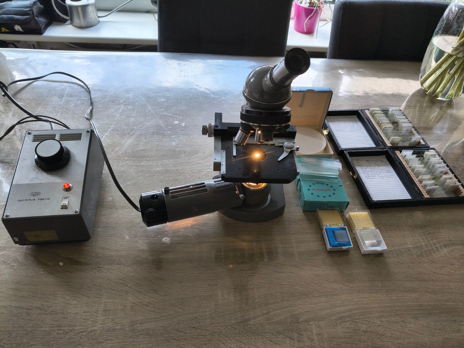 vintage microscoop olympus, Ophalen, Gebruikt