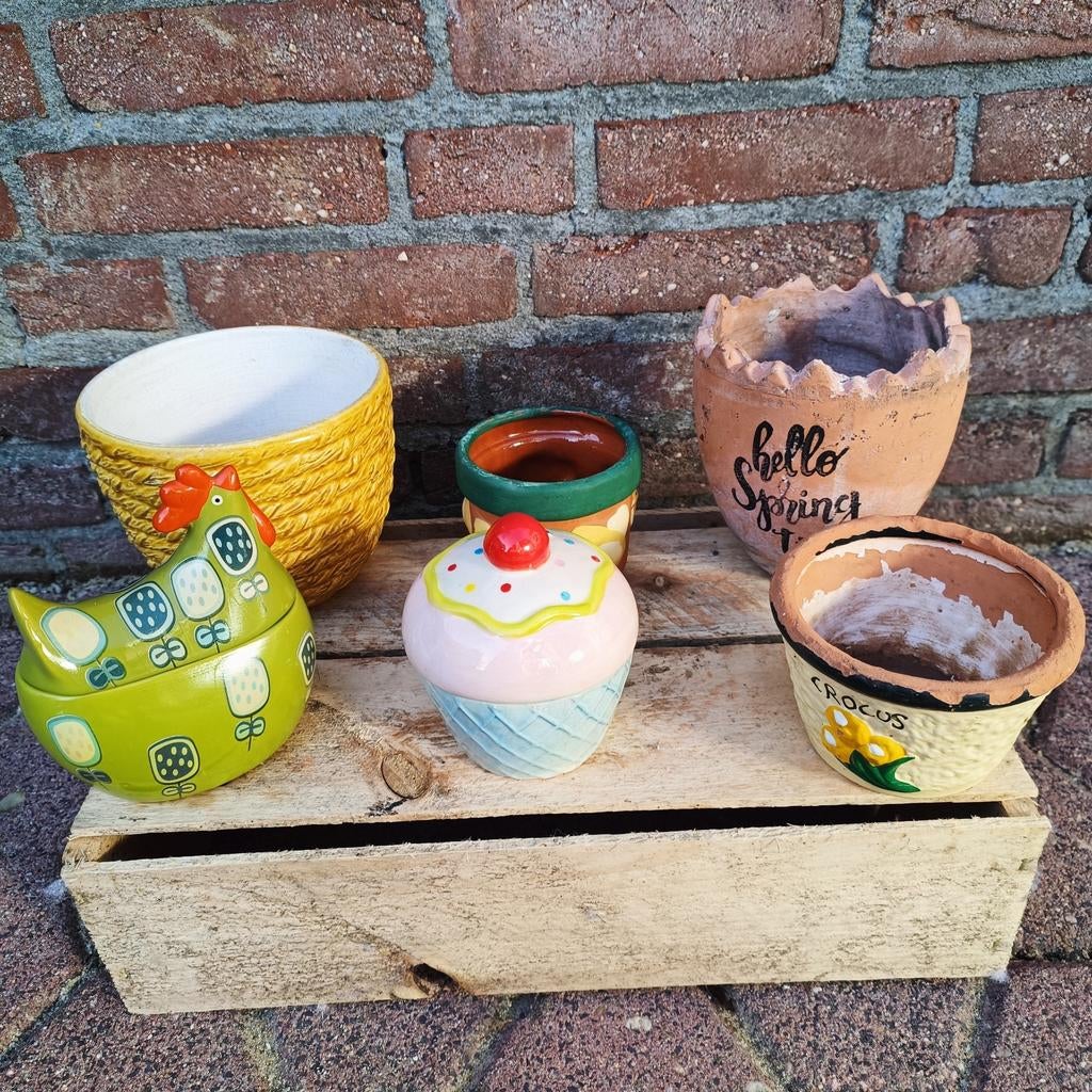 Leuk setje potjes, Ophalen, Rond, Aardewerk, Minder dan 40 cm