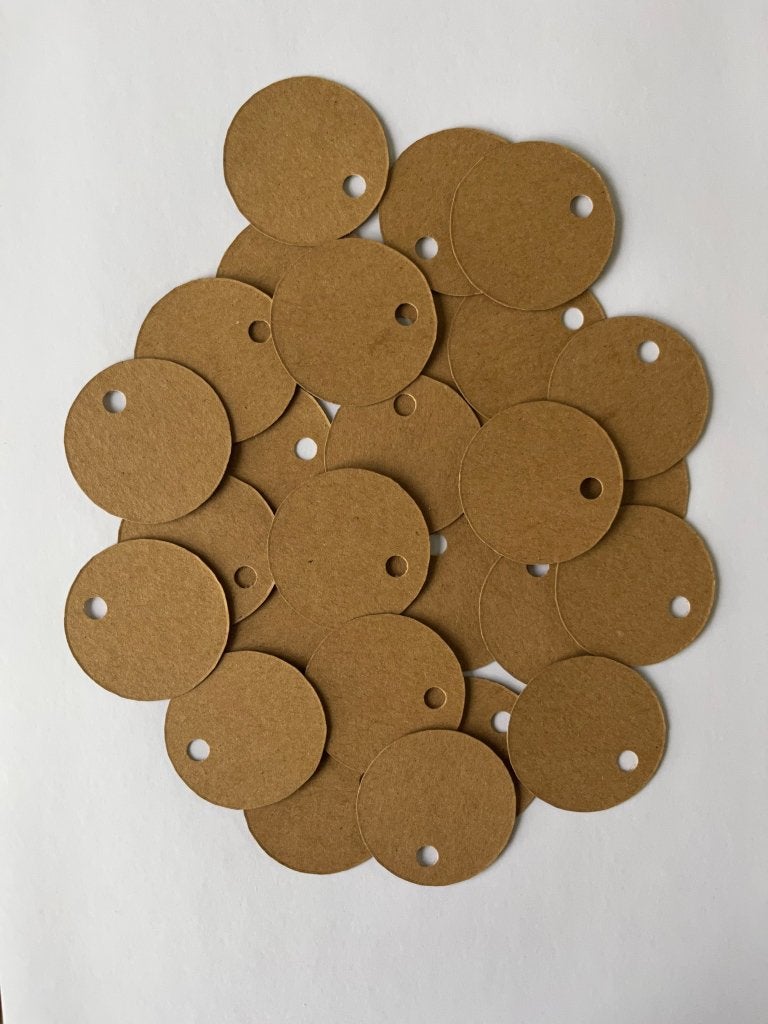 Prijskaartjes bruin prijsetiketten labels groot rond 4 cm, Diversen, Ophalen of Verzenden, Nieuw