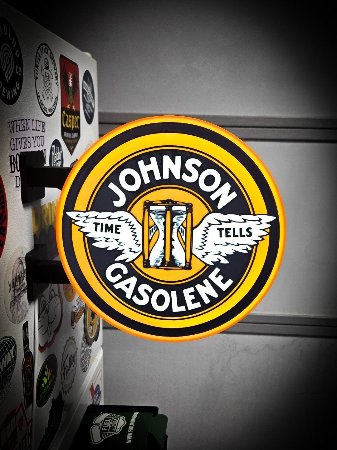 Unieke Johnson Gasoline Lightbox LED Lamp - USB, Ø 23cm, Ophalen of Verzenden