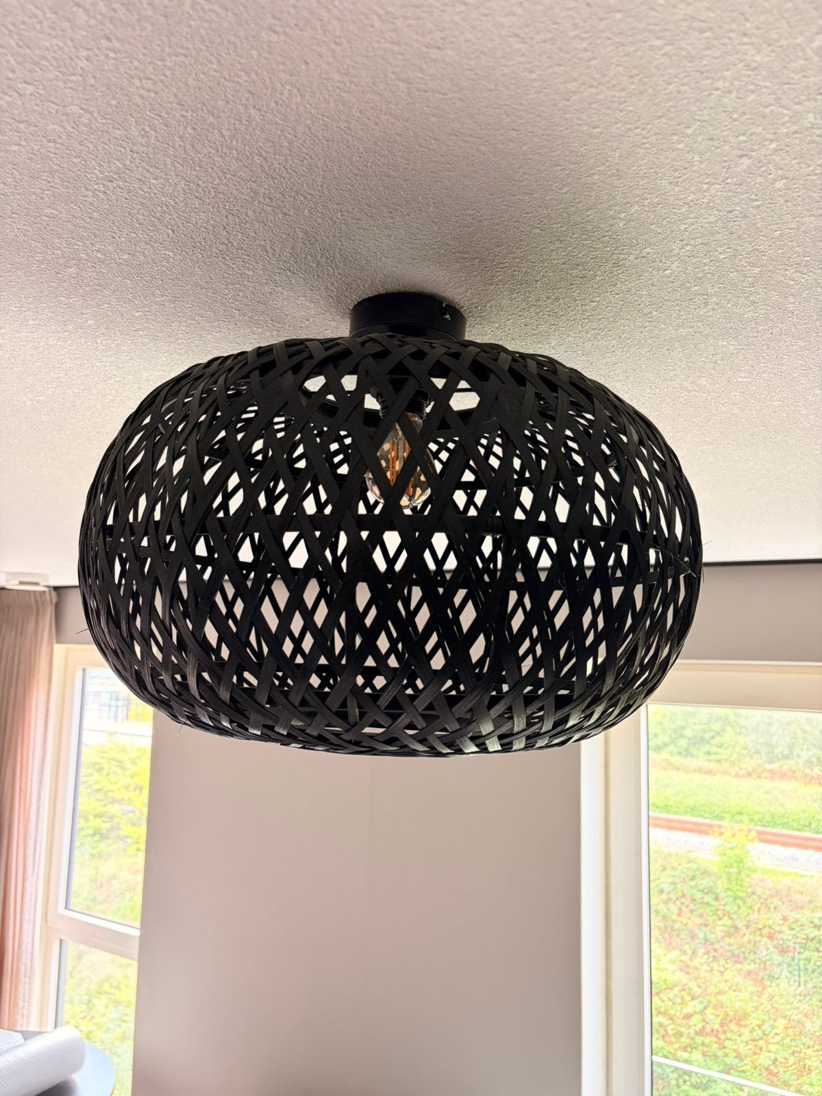Zwarte plafondlamp, Huis en Inrichting, Ophalen, Zo goed als nieuw, Rond