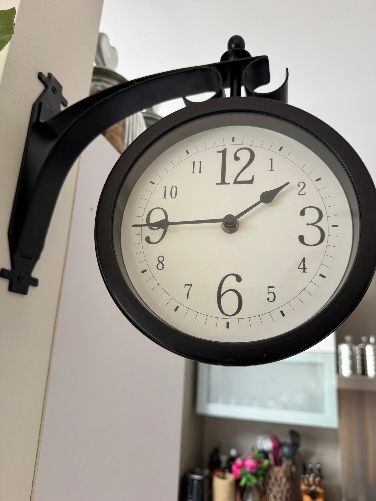 Dubbelzijdige Wandklok met Thermometer - Zwart, Ophalen of Verzenden