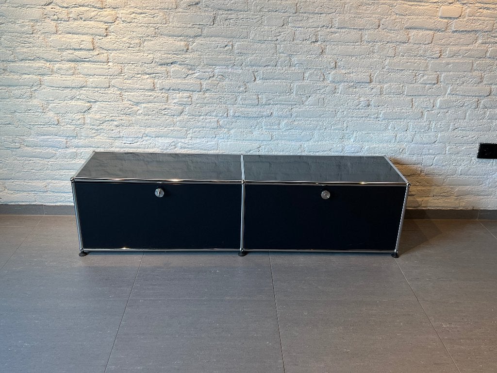 USM haller TV dressoirkast 2x breed 1x Hoog - Graphite Zwart, Huis en Inrichting, Ophalen, 150 tot 200 cm, Zo goed als nieuw, Metaal
