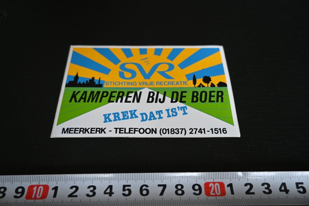sticker  Meerkerk Kamperen bij de boer Krek dat is 't *, Ophalen, Zo goed als nieuw
