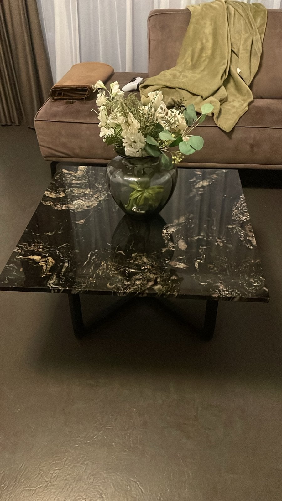 Luxe vierkante salontafel van echt marmer (1x1m), Ophalen, Overige materialen, Gebruikt, Vierkant