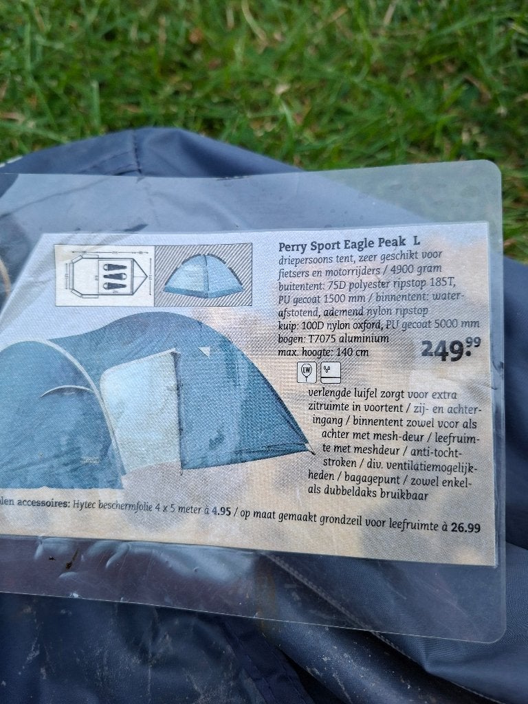 Perry sport 3p koepeltent, Caravans en Kamperen, Ophalen, Gebruikt, Tot en met 3