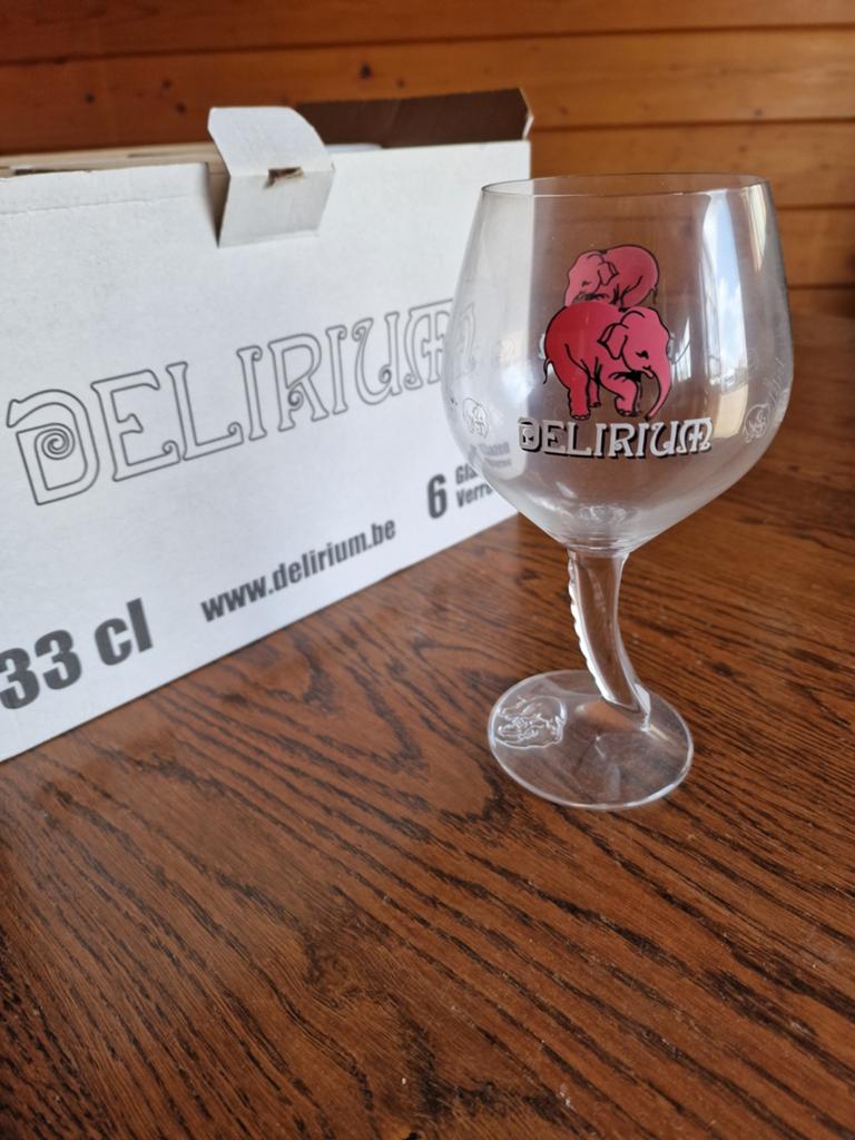 6x Delirium Tremens bierglas - 33 cl, Ophalen, Nieuw, Overige merken, Glas