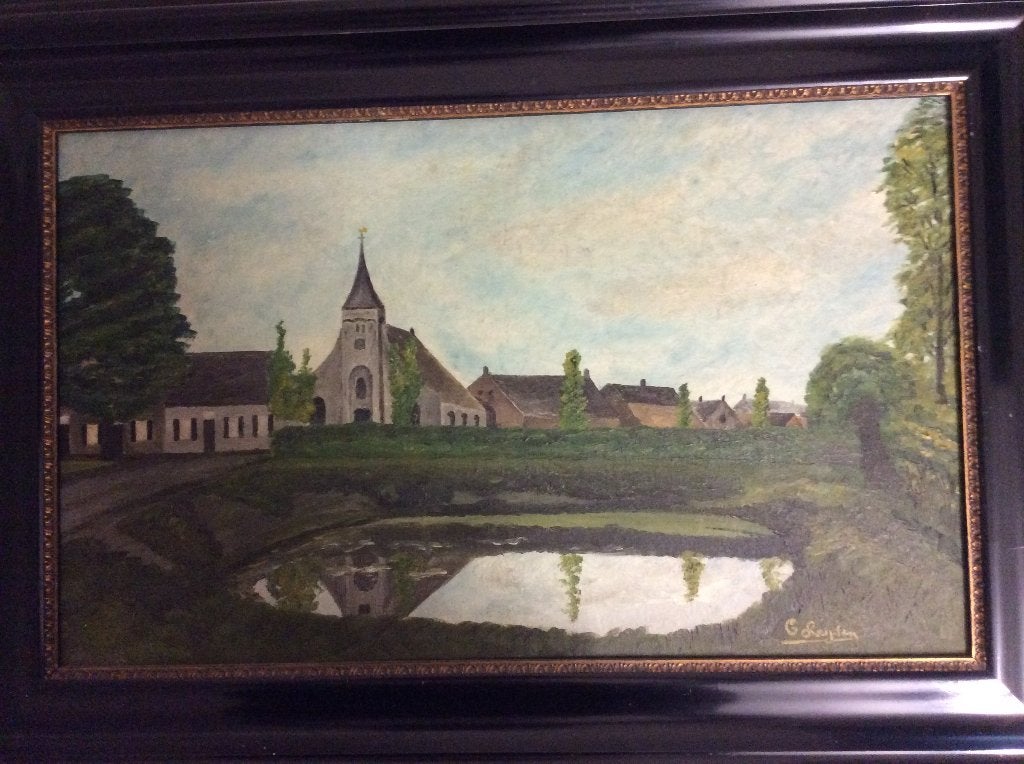 Schilderij Hasselse Kapel Tilburg met Spuul (voor 1932), Antiek en Kunst, Kunst | Schilderijen | Klassiek, Ingelijst, Doek, Realistisch