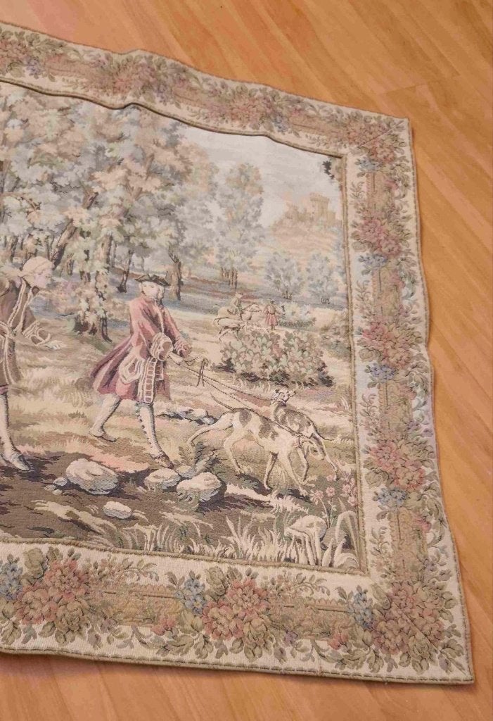 Mooi Frans gobelin wandkleed  90/90 cm, Antiek en Kunst, Ophalen of Verzenden