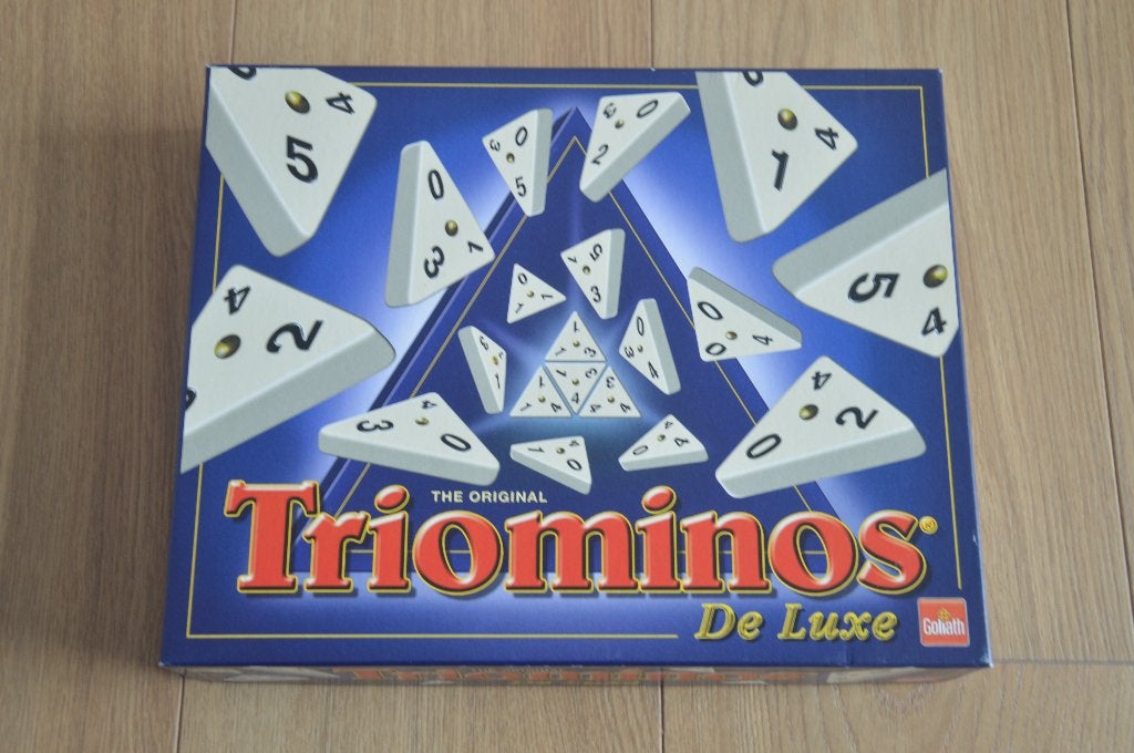 Triominos de Luxe van Goliath in blauwe doos, Een of twee spelers, Ophalen of Verzenden, Gebruikt, Goliath