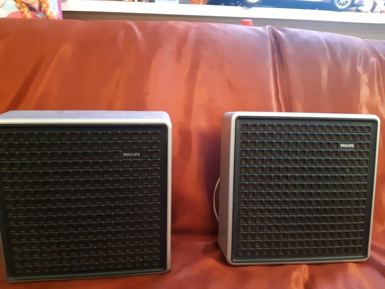 Vintage Philips speakers 25x25 cm, Ophalen, Philips, Gebruikt, Minder dan 60 watt