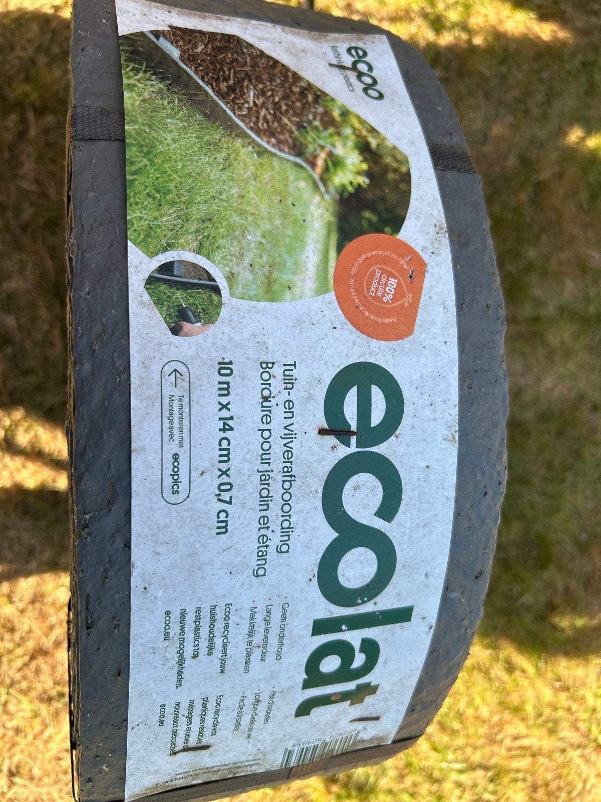 Ecolat tuin- en vijverafboording 10m x 14cm x 0.7cm, Ophalen, Kunststof, 100 tot 200 cm, Nieuw