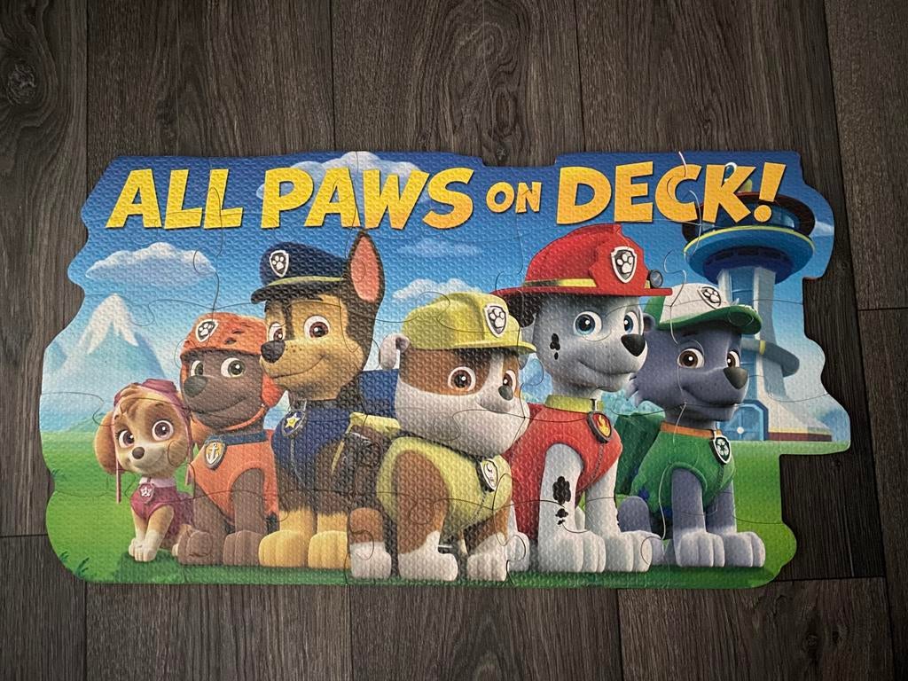 Paw patrol foam vloer-puzzel, Ophalen, 10 tot 50 stukjes, Zo goed als nieuw, 2 tot 4 jaar