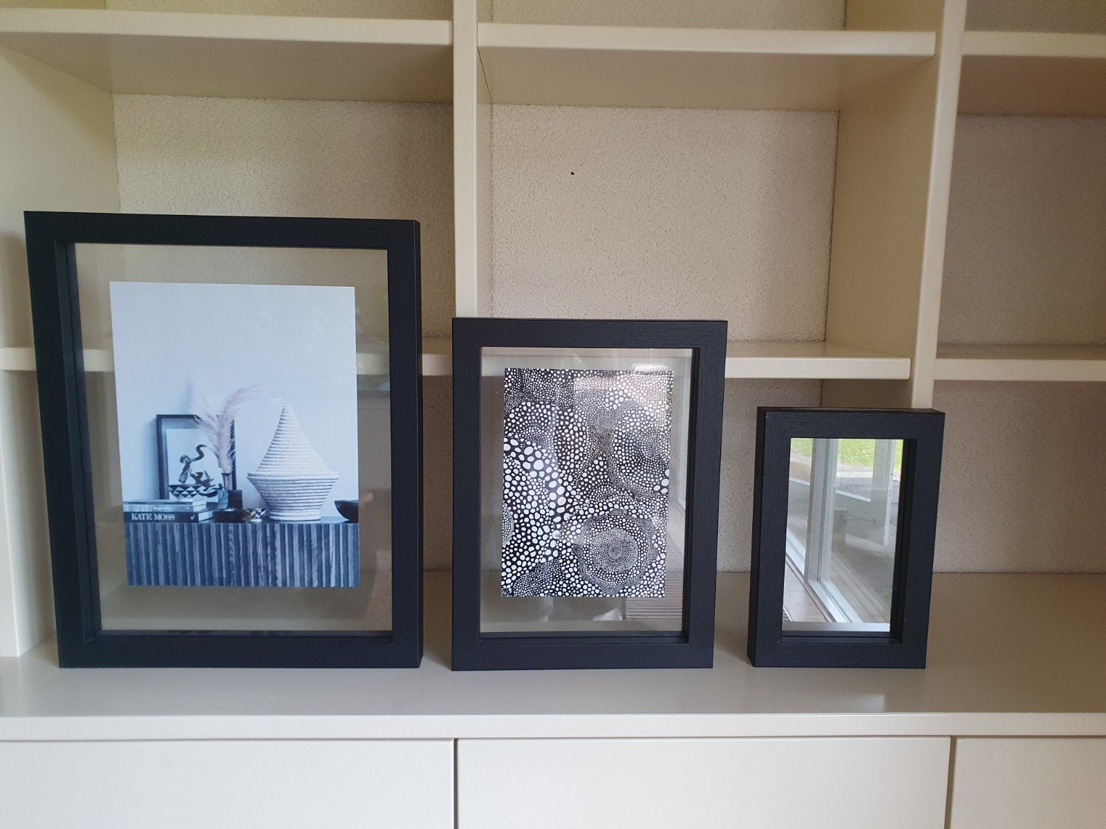Set van 3 zwarte houten fotolijsten (40x50, 30x40, 20x30cm), Ophalen, Zo goed als nieuw