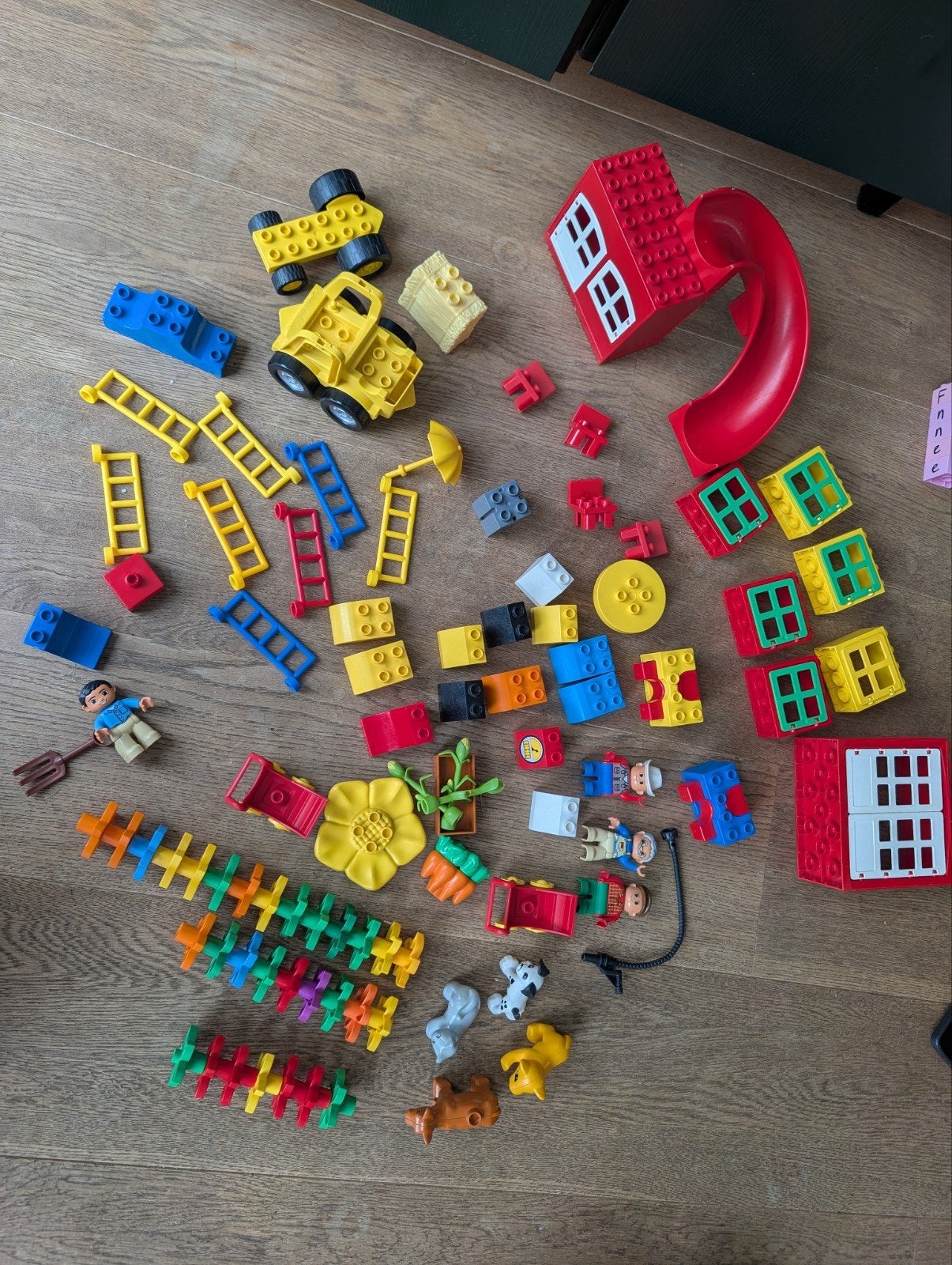 Grote set duploblokken met voertuigen en figuren, Ophalen of Verzenden, Gebruikt, Overige merken