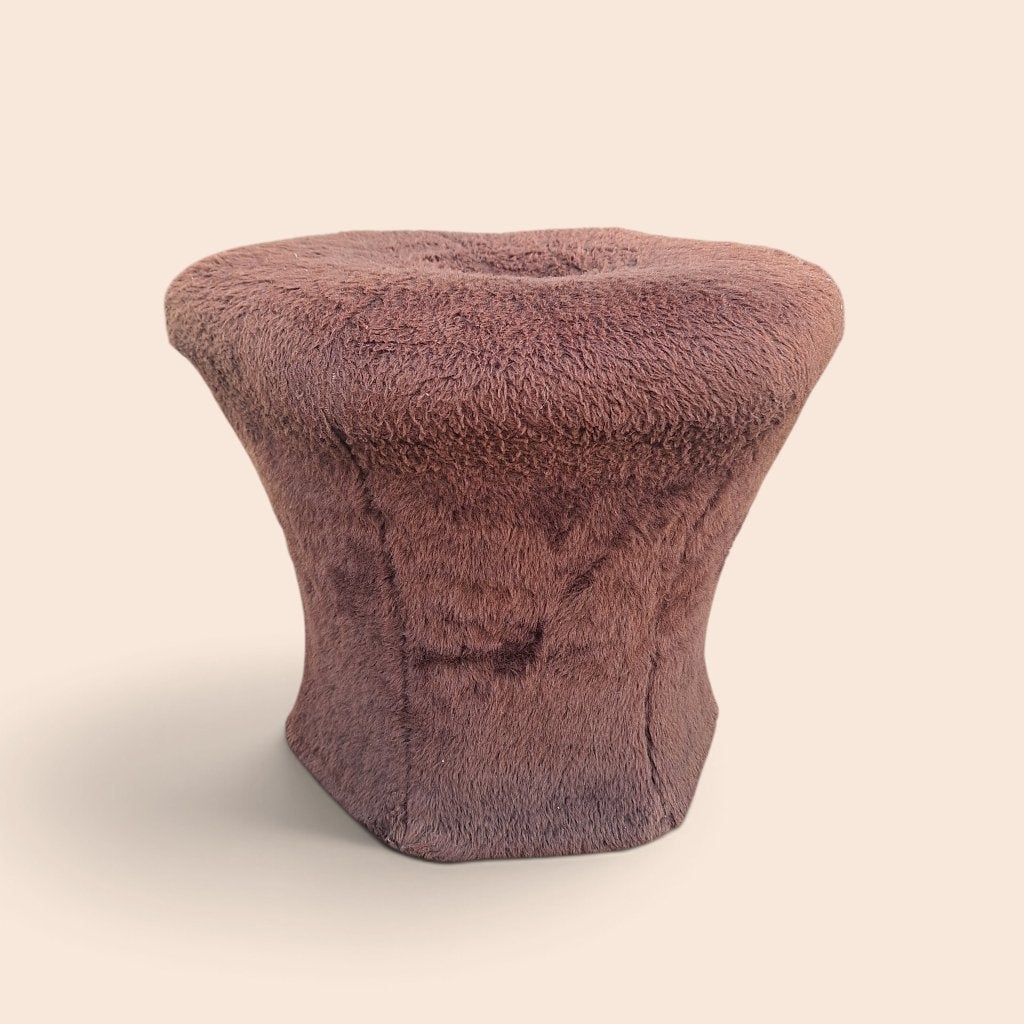 Bruine poef/kruk met zachte teddy bekleding, Huis en Inrichting, Minder dan 50 cm, Gebruikt, Onbekend, Minder dan 50 cm