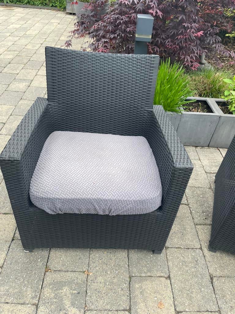 2 x lounge stoel zwart, Tuin en Terras, Tuinstoelen, Ophalen, Zo goed als nieuw, Kunststof