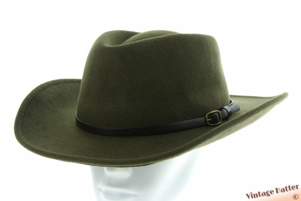Outback gleufhoed Heather Eden olijfgroen wolvilt 61 =XL new, 60 cm (XL, 7½ inch) of meer, Hoed, Heather, Nieuw