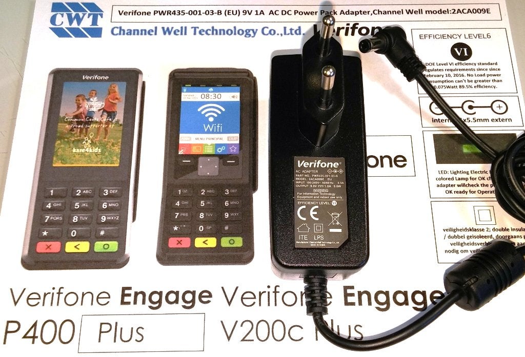 Verifone pwr435-001-03-B 9V 1A Adapter CWT 2ACA009E EU P400+, Ophalen of Verzenden, Zo goed als nieuw
