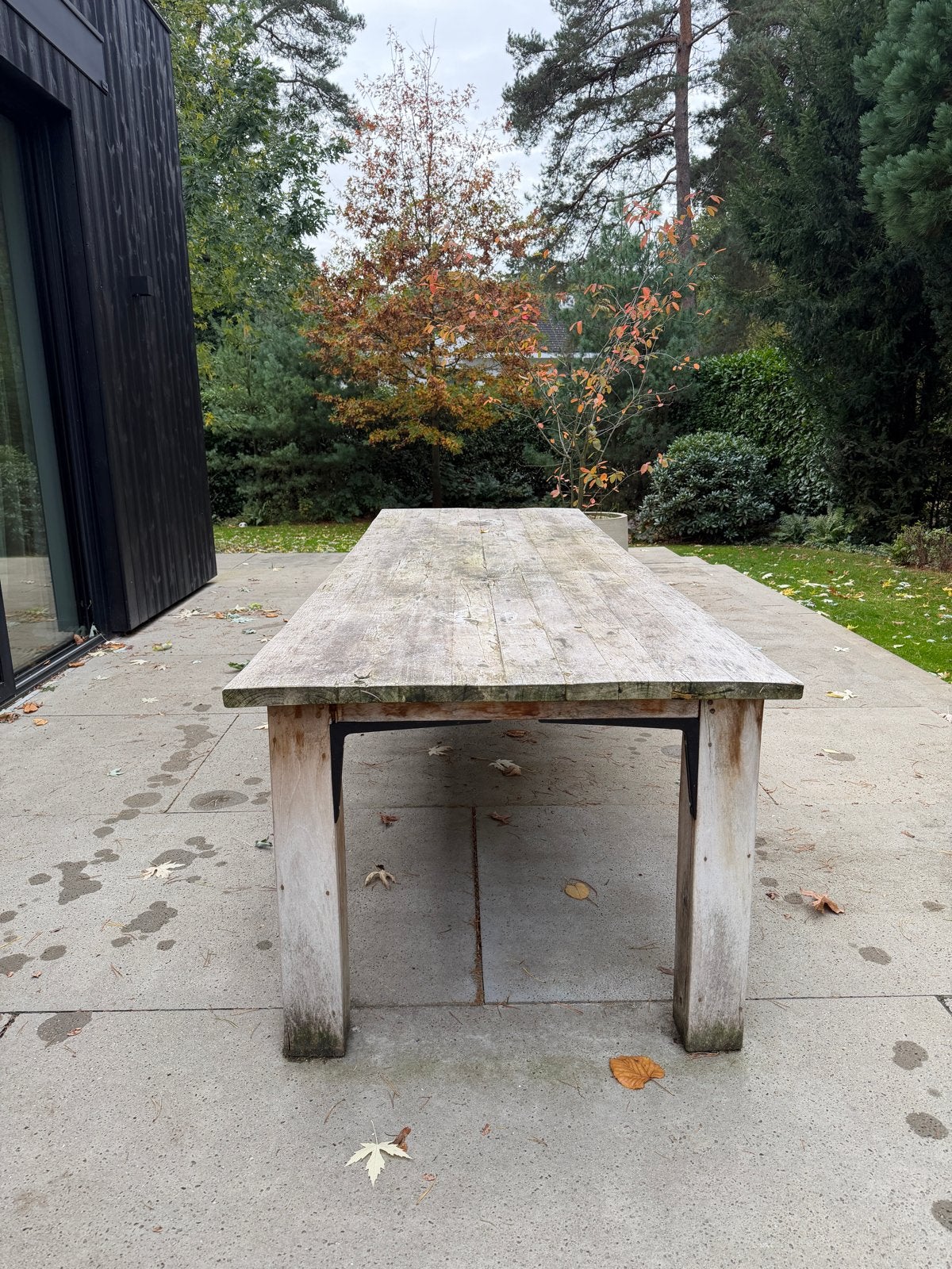 Robuuste Teakhouten Tuintafel 300x110 cm, Tuin en Terras, Ophalen, Gebruikt, Rechthoekig, Teakhout