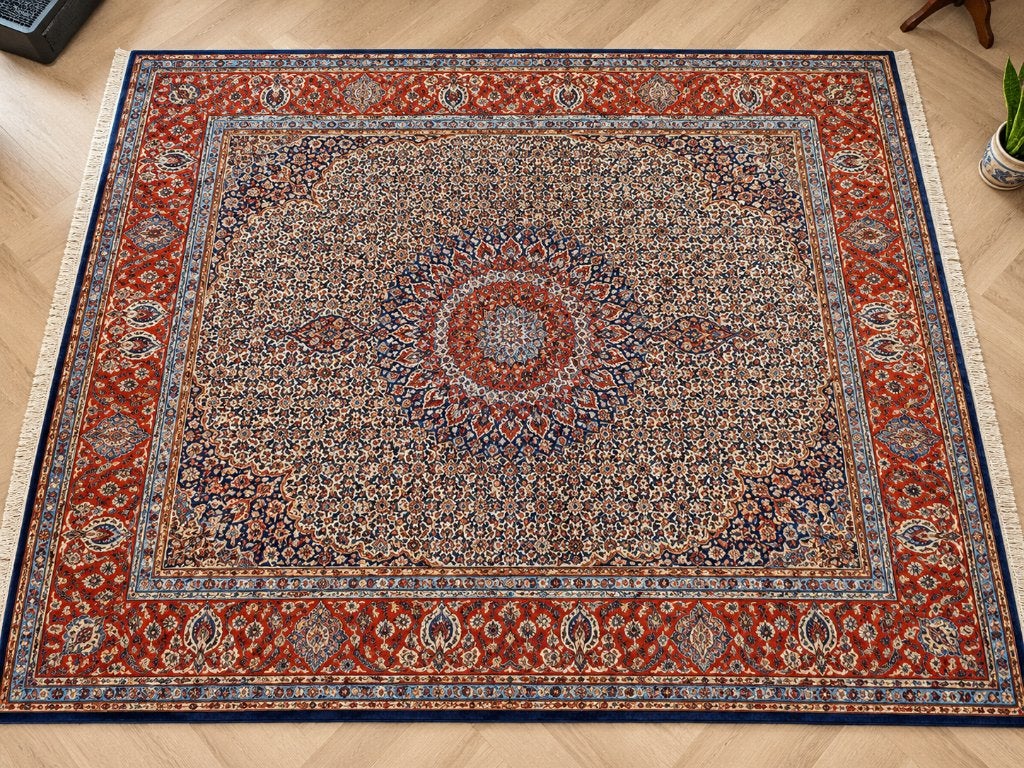 Handgeknoopt Perzisch Moud-tapijt uit Iran, 300 x 245 cm, Perzisch, Klassiek, Oosters, 200 cm of meer, Ophalen of Verzenden, Zo goed als nieuw