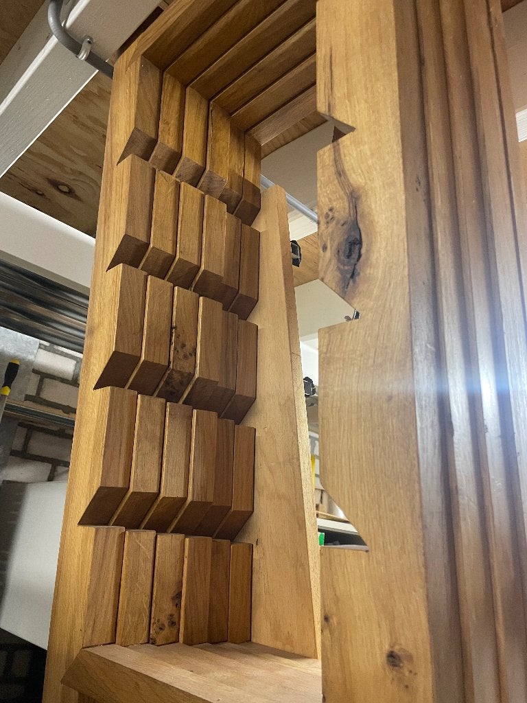 Houten stellingrek massief eikenhout, Ophalen