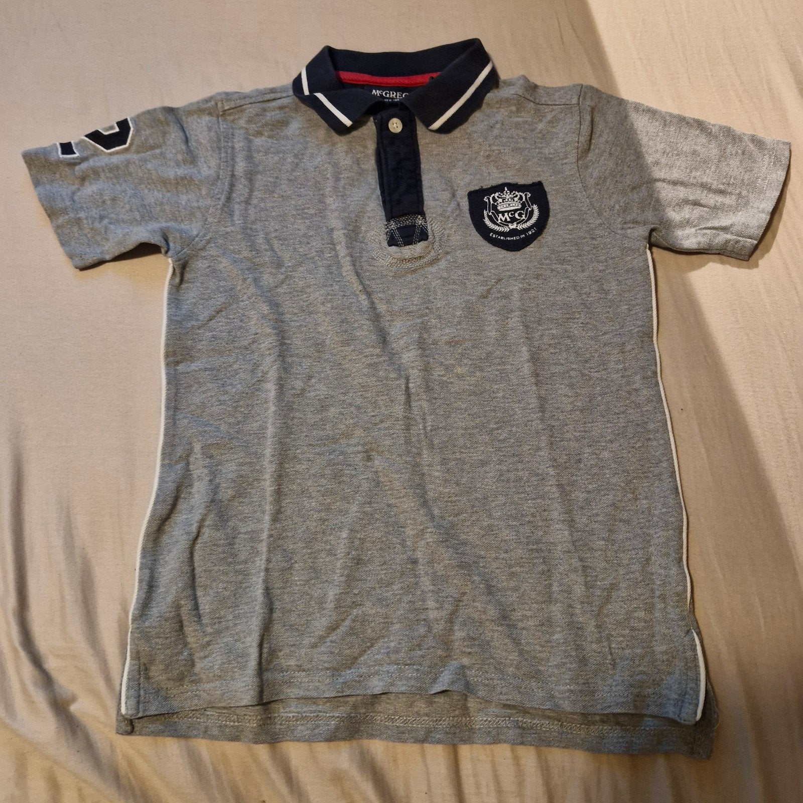 McGregor Polo Jongen Maat 140 - Grijs met Blauwe accenten, Kinderen en Baby's, Kinderkleding | Maat 140, McGregor, Ophalen of Verzenden