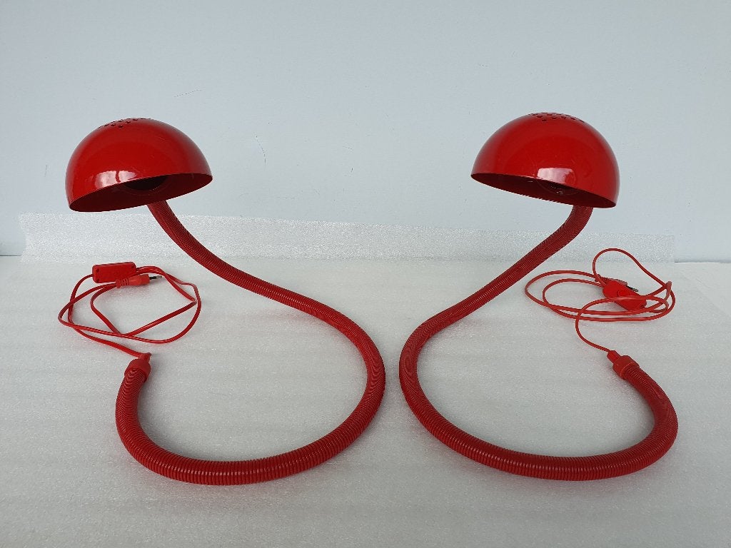 Set van 2 vintage Snake Lampen (Vrieland Design), Rood, Ophalen of Verzenden, Gebruikt, Design